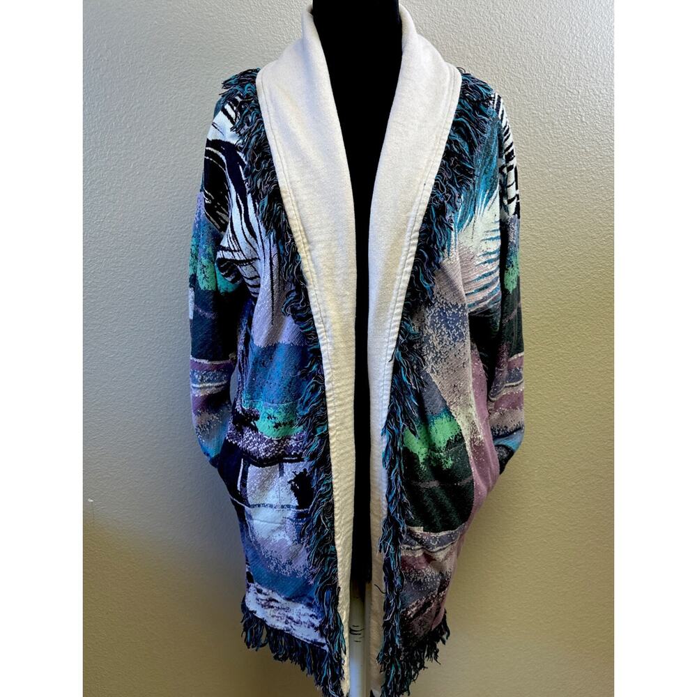 Aldo Martins‎ Anthropologie Moira Small Fringed Knit Cardigan Shrug Artsy Spain - Picture 3 of 8